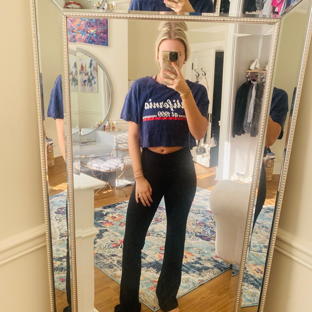 Navy Blue Graphic Crop Top